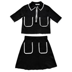 Zara Knit Two Piece Set Preppy Black and White Quiet Luxury Old Money Classic